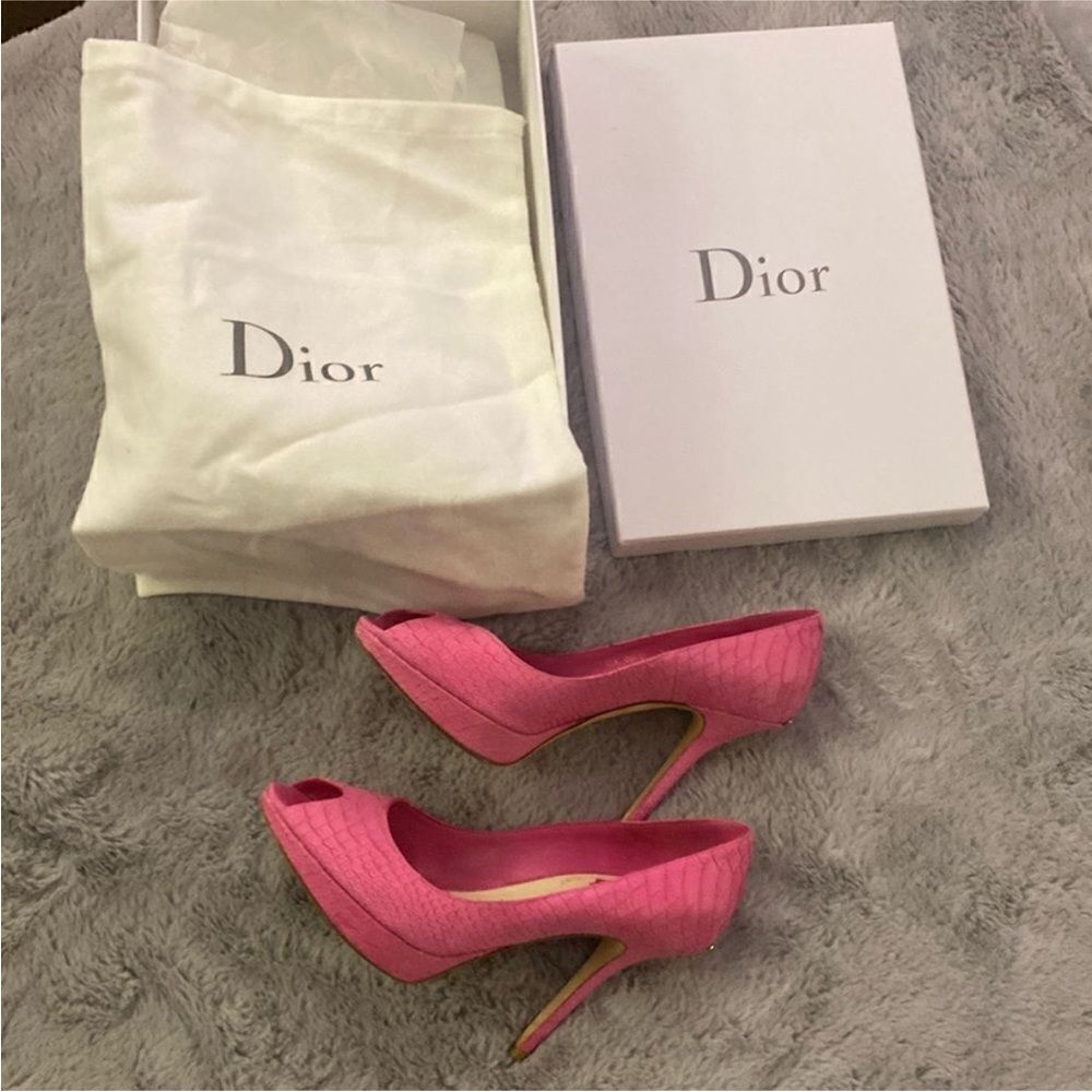 Dior Pink Peep-Toe Heels, US8